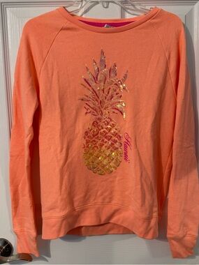 PINK Victoria's Secret Hawaii Coral Sweatshirt with Sequin Pineapple